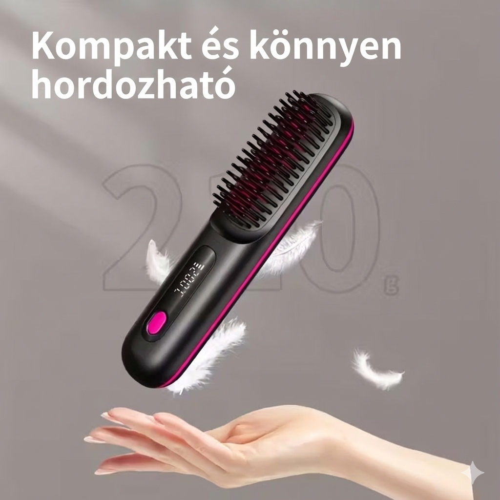 ProWave™ Vezeték nélküli hajegyenesítő kefe – Gyors felmelegedés & LED kijelző